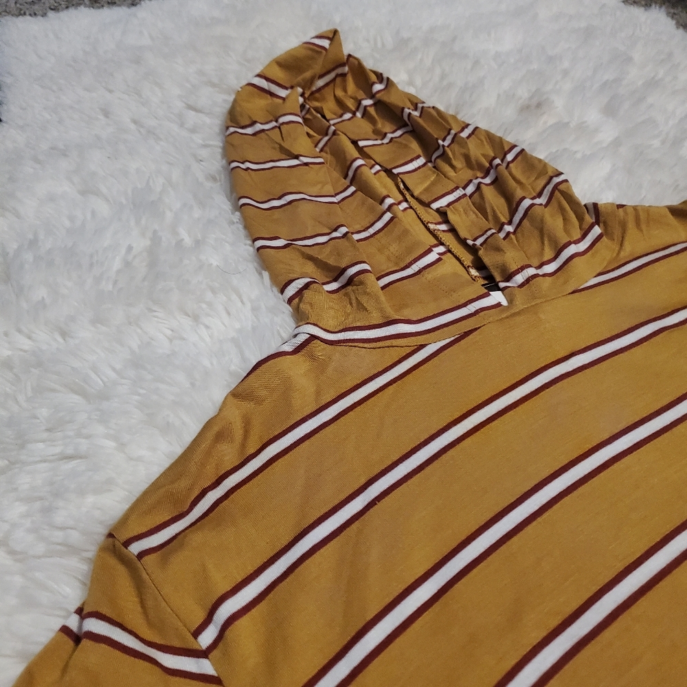 ***Hawk's Bay Mustard Striped Hooded Tee